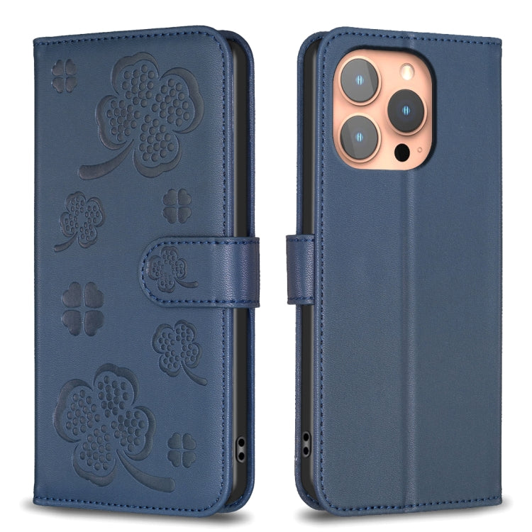 四つ葉の型押しレザー電話ケース、iPhone 17 Pro Max用、iPhone 17 Pro用、iPhone 17用、iPhone Air用、iPhone 16 Pro Max用、iPhone 16 Pro用、iPhone 16 Plus用、iPhone 16用