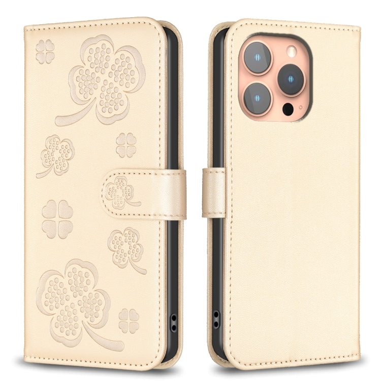 四つ葉の型押しレザー電話ケース、iPhone 17 Pro Max用、iPhone 17 Pro用、iPhone 17用、iPhone Air用、iPhone 16 Pro Max用、iPhone 16 Pro用、iPhone 16 Plus用、iPhone 16用