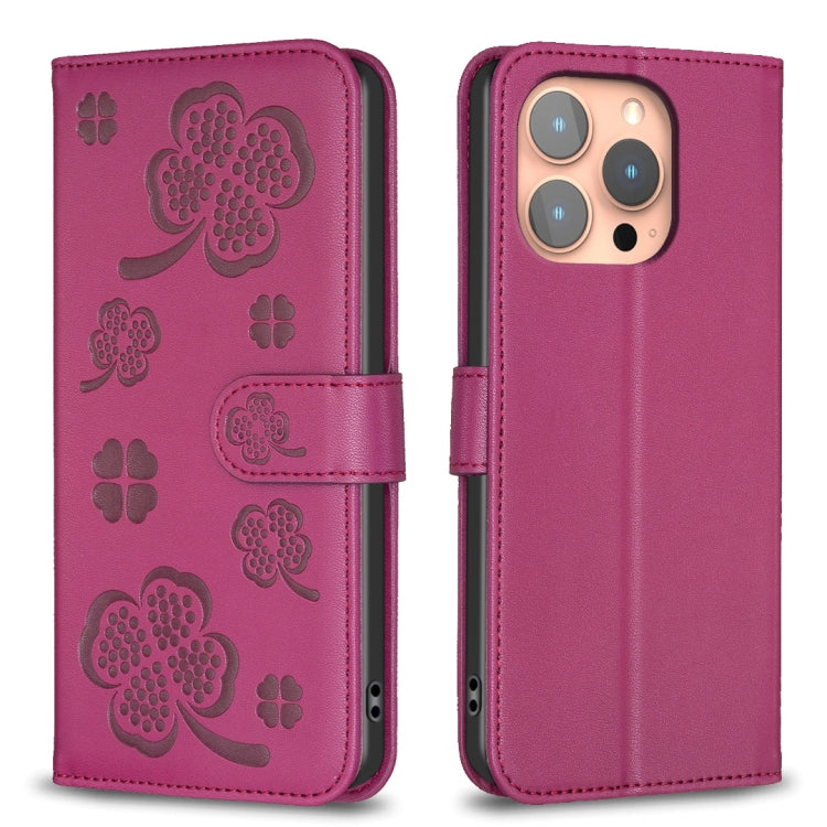 四つ葉の型押しレザー電話ケース、iPhone 17 Pro Max用、iPhone 17 Pro用、iPhone 17用、iPhone Air用、iPhone 16 Pro Max用、iPhone 16 Pro用、iPhone 16 Plus用、iPhone 16用