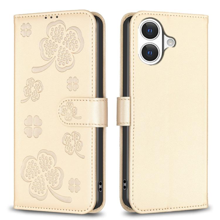 四つ葉の型押しレザー電話ケース、iPhone 17 Pro Max用、iPhone 17 Pro用、iPhone 17用、iPhone Air用、iPhone 16 Pro Max用、iPhone 16 Pro用、iPhone 16 Plus用、iPhone 16用