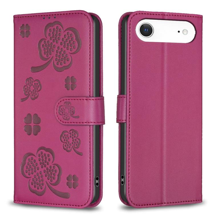 四つ葉の型押しレザー電話ケース、iPhone 17 Pro Max用、iPhone 17 Pro用、iPhone 17用、iPhone Air用、iPhone 16 Pro Max用、iPhone 16 Pro用、iPhone 16 Plus用、iPhone 16用