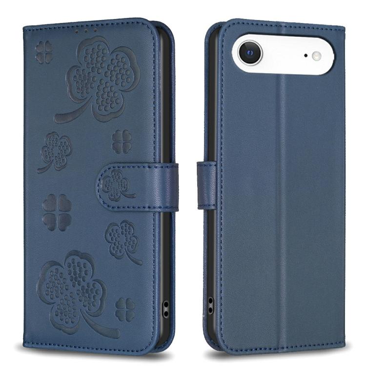 四つ葉の型押しレザー電話ケース、iPhone 17 Pro Max用、iPhone 17 Pro用、iPhone 17用、iPhone Air用、iPhone 16 Pro Max用、iPhone 16 Pro用、iPhone 16 Plus用、iPhone 16用