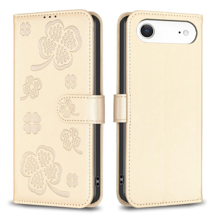 四つ葉の型押しレザー電話ケース、iPhone 17 Pro Max用、iPhone 17 Pro用、iPhone 17用、iPhone Air用、iPhone 16 Pro Max用、iPhone 16 Pro用、iPhone 16 Plus用、iPhone 16用