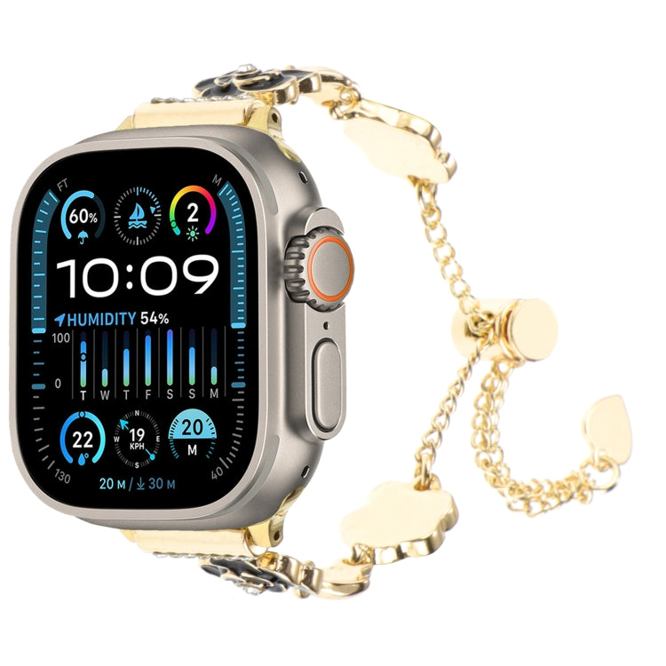 カメリアメタルチェーンブレスレットウォッチバンド、Apple Watch SE 2023 44mm用、Apple Watch SE 2023 40mm用、Apple Watch Ultra 2 49mm用、Apple Watch Series 9 45mm用、Apple Watch Series 9 41mm用、Apple Watch Ultra 49mm用、Apple Watch Series 8 41mm用