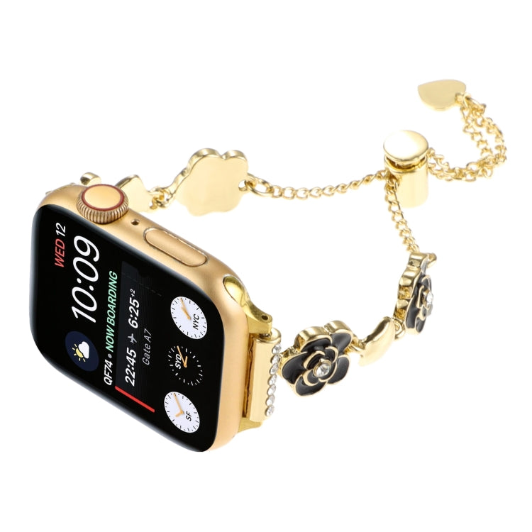 カメリアメタルチェーンブレスレットウォッチバンド、Apple Watch SE 40mm用、Apple Watch SE 44mm用、Apple Watch Series 6 40mm用、Apple Watch Series 6 44mm用、Apple Watch Series 5 44mm用、Apple Watch Series 5 40mm用、Apple Watch Series 4 44mm用