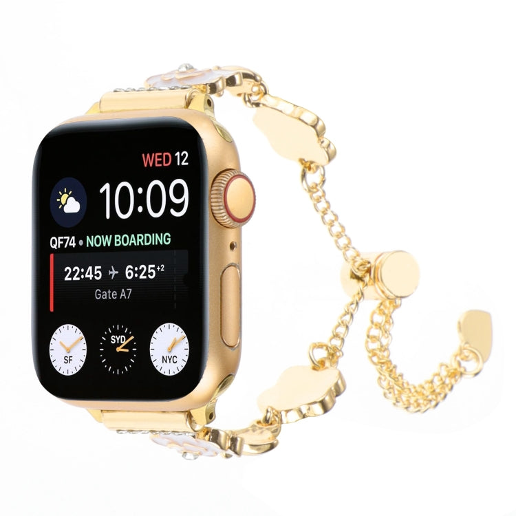 カメリアメタルチェーンブレスレットウォッチバンド、Apple Watch SE 40mm用、Apple Watch SE 44mm用、Apple Watch Series 6 40mm用、Apple Watch Series 6 44mm用、Apple Watch Series 5 44mm用、Apple Watch Series 5 40mm用、Apple Watch Series 4 44mm用