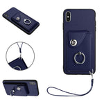 オルガンカードバッグリングホルダーPU電話ケース、ストラップ付き、iPhone XS / X用、iPhone XR用、iPhone XS Max用、iPhone 8 Plus / 7 Plus用