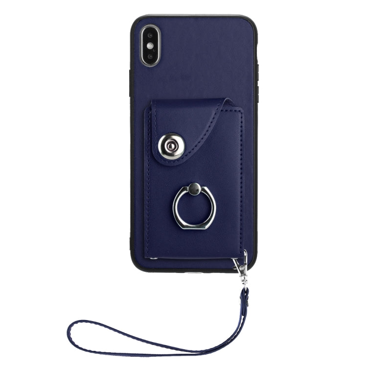 オルガンカードバッグリングホルダーPU電話ケース、ストラップ付き、iPhone XS / X用、iPhone XR用、iPhone XS Max用、iPhone 8 Plus / 7 Plus用