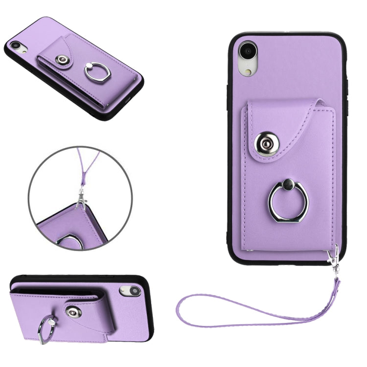 オルガンカードバッグリングホルダーPU電話ケース、ストラップ付き、iPhone XS / X用、iPhone XR用、iPhone XS Max用、iPhone 8 Plus / 7 Plus用