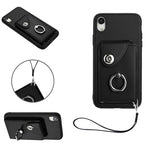 オルガンカードバッグリングホルダーPU電話ケース、ストラップ付き、iPhone XS / X用、iPhone XR用、iPhone XS Max用、iPhone 8 Plus / 7 Plus用
