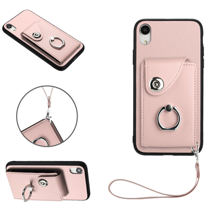 オルガンカードバッグリングホルダーPU電話ケース、ストラップ付き、iPhone XS / X用、iPhone XR用、iPhone XS Max用、iPhone 8 Plus / 7 Plus用