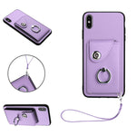 オルガンカードバッグリングホルダーPU電話ケース、ストラップ付き、iPhone XS / X用、iPhone XR用、iPhone XS Max用、iPhone 8 Plus / 7 Plus用