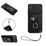 オルガンカードバッグリングホルダーPU電話ケース、ストラップ付き、iPhone XS / X用、iPhone XR用、iPhone XS Max用、iPhone 8 Plus / 7 Plus用