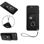 オルガンカードバッグリングホルダーPU電話ケース、ストラップ付き、iPhone XS / X用、iPhone XR用、iPhone XS Max用、iPhone 8 Plus / 7 Plus用