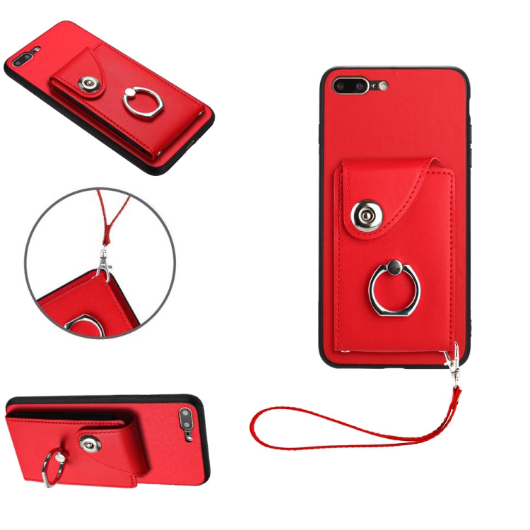 オルガンカードバッグリングホルダーPU電話ケース、ストラップ付き、iPhone XS / X用、iPhone XR用、iPhone XS Max用、iPhone 8 Plus / 7 Plus用
