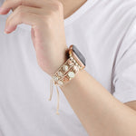 Hexagonal Stones Drawstring Chain Watch Band, For Apple Watch SE 40mm, For Apple Watch SE 44mm, For Apple Watch Series 6 40mm, For Apple Watch Series 6 44mm, For Apple Watch Series 5 44mm, For Apple Watch Series 5 40mm, For Apple Watch Series 4 44mm   ...