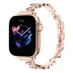 Leopard Rhinestones Metal Chain Watch Band, For Apple Watch SE 2023 44mm, For Apple Watch SE 2023 40mm, For Apple Watch Ultra 2 49mm, For Apple Watch Series 9 45mm, For Apple Watch Series 9 41mm, For Apple Watch Ultra 49mm, For Apple Watch Series 8 41m...