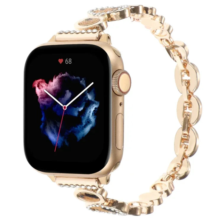 レオパードラインストーンメタルチェーンウォッチバンド、Apple Watch 42mm用、Apple Watch 38mm用