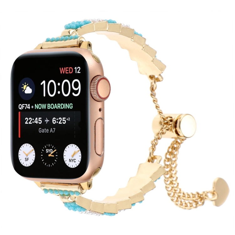 シェルビーズチェーンブレスレットメタルウォッチバンド、Apple Watch SE 2023 44mm用、Apple Watch SE 2023 40mm用、Apple Watch Ultra 2 49mm用、Apple Watch Series 9 45mm用、Apple Watch Series 9 41mm用、Apple Watch Ultra 49mm用、Apple Watch Series 8 41mm用