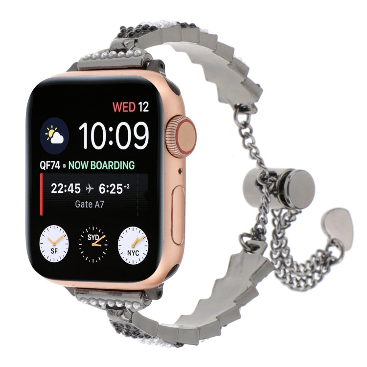 シェルビーズチェーンブレスレットメタルウォッチバンド、Apple Watch SE 2023 44mm用、Apple Watch SE 2023 40mm用、Apple Watch Ultra 2 49mm用、Apple Watch Series 9 45mm用、Apple Watch Series 9 41mm用、Apple Watch Ultra 49mm用、Apple Watch Series 8 41mm用