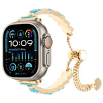 シェルビーズチェーンブレスレットメタルウォッチバンド、Apple Watch SE 2023 44mm用、Apple Watch SE 2023 40mm用、Apple Watch Ultra 2 49mm用、Apple Watch Series 9 45mm用、Apple Watch Series 9 41mm用、Apple Watch Ultra 49mm用、Apple Watch Series 8 41mm用