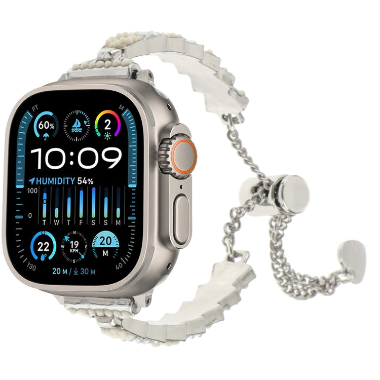 シェルビーズチェーンブレスレットメタルウォッチバンド、Apple Watch SE 2023 44mm用、Apple Watch SE 2023 40mm用、Apple Watch Ultra 2 49mm用、Apple Watch Series 9 45mm用、Apple Watch Series 9 41mm用、Apple Watch Ultra 49mm用、Apple Watch Series 8 41mm用