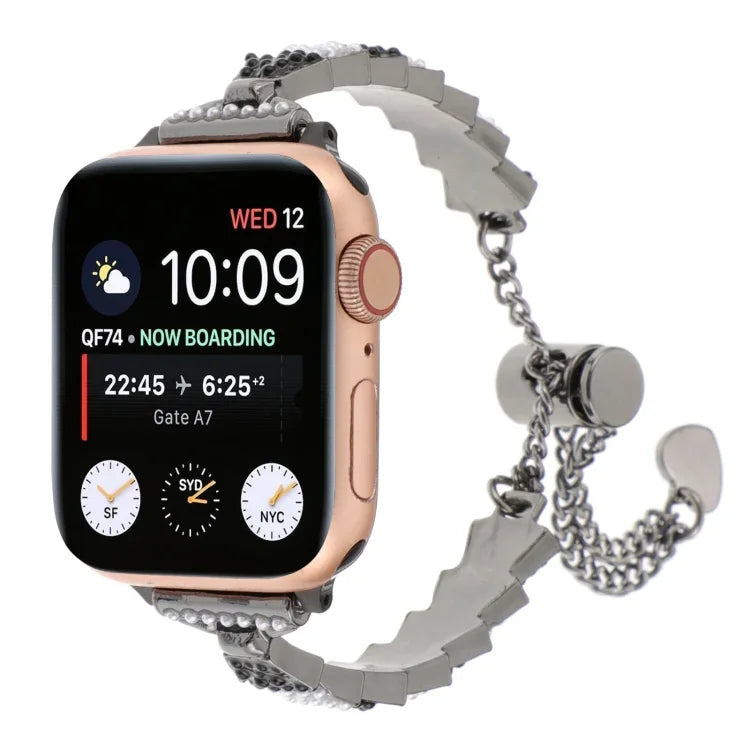 シェルビーズチェーンブレスレットメタルウォッチバンド、Apple Watch 42mm用、Apple Watch 38mm用