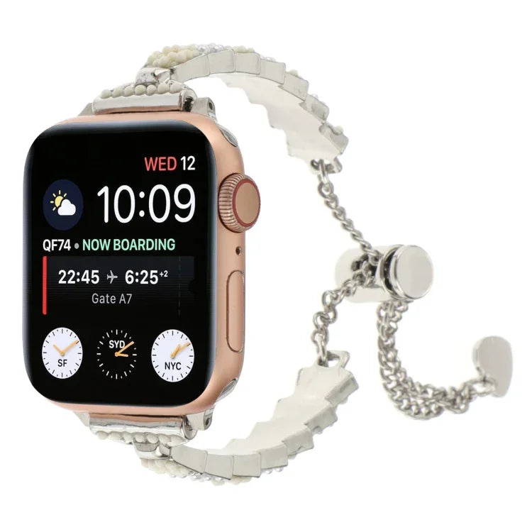 シェルビーズチェーンブレスレットメタルウォッチバンド、Apple Watch 42mm用、Apple Watch 38mm用