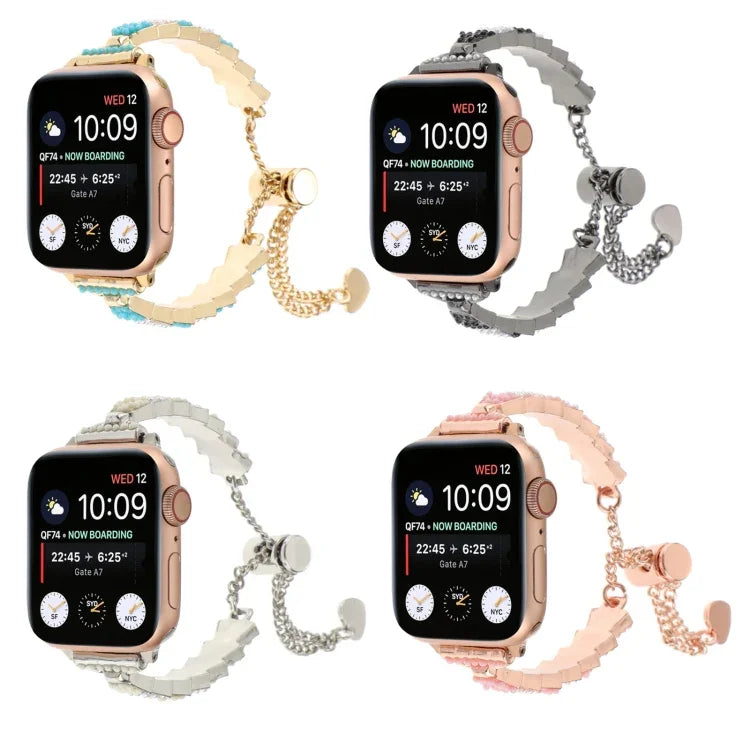 シェルビーズチェーンブレスレットメタルウォッチバンド、Apple Watch 42mm用、Apple Watch 38mm用