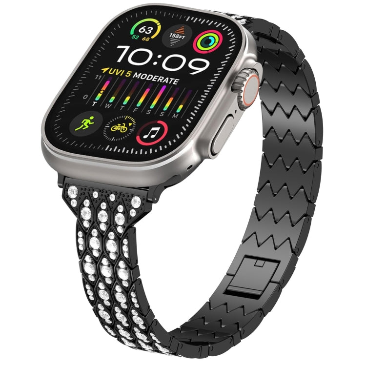 デビルアイダイヤモンドブレスレットメタルウォッチバンド、Apple Watch SE 2023 44mm用、Apple Watch SE 2023 40mm用、Apple Watch Ultra 2 49mm用、Apple Watch Series 9 45mm用、Apple Watch Series 9 41mm用、Apple Watch Ultra 49mm用、Apple Watch Series 8 41mm用