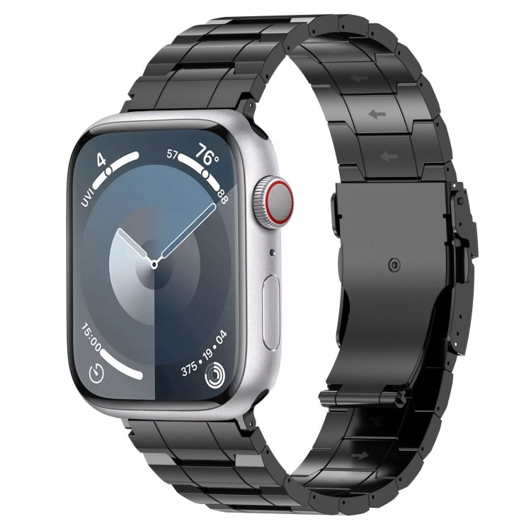 安全バックル台形チタン鋼時計バンド、Apple Watch SE 2023 44mm用、Apple Watch SE 2023 40mm用、Apple Watch Ultra 2 49mm用、Apple Watch Series 9 45mm用、Apple Watch Series 9 41mm用、Apple Watch Ultra 49mm用