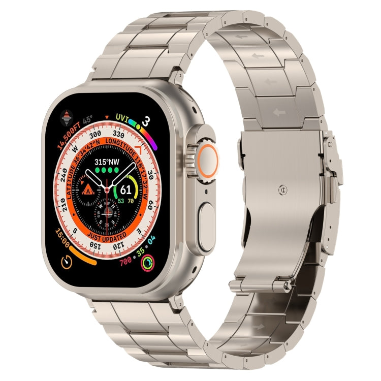 安全バックル台形チタン鋼時計バンド、Apple Watch SE 2023 44mm用、Apple Watch SE 2023 40mm用、Apple Watch Ultra 2 49mm用、Apple Watch Series 9 45mm用、Apple Watch Series 9 41mm用、Apple Watch Ultra 49mm用
