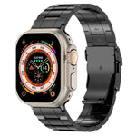 安全バックル台形チタン鋼時計バンド、Apple Watch SE 2023 44mm用、Apple Watch SE 2023 40mm用、Apple Watch Ultra 2 49mm用、Apple Watch Series 9 45mm用、Apple Watch Series 9 41mm用、Apple Watch Ultra 49mm用