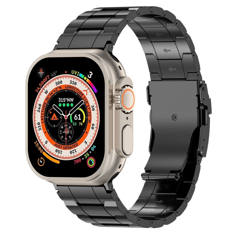 安全バックル台形チタン鋼時計バンド、Apple Watch SE 2023 44mm用、Apple Watch SE 2023 40mm用、Apple Watch Ultra 2 49mm用、Apple Watch Series 9 45mm用、Apple Watch Series 9 41mm用、Apple Watch Ultra 49mm用