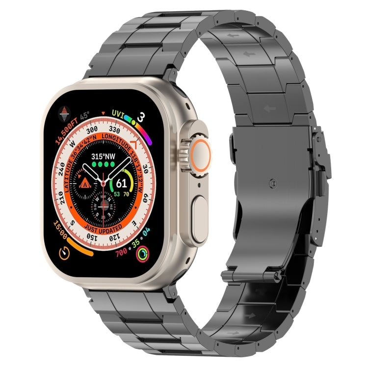 安全バックル台形チタン鋼時計バンド、Apple Watch SE 2023 44mm用、Apple Watch SE 2023 40mm用、Apple Watch Ultra 2 49mm用、Apple Watch Series 9 45mm用、Apple Watch Series 9 41mm用、Apple Watch Ultra 49mm用