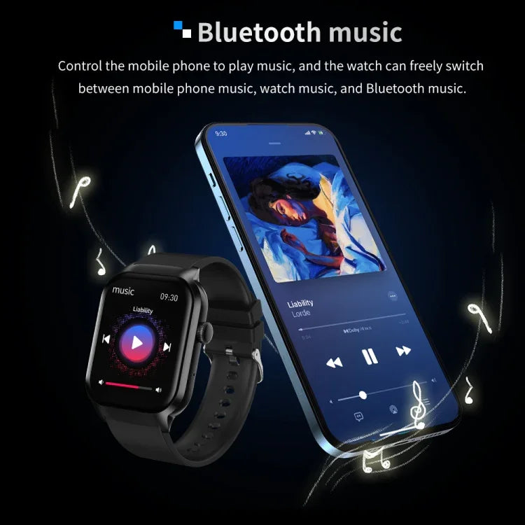 2.01インチ レザーストラップ Bluetooth通話スマートウォッチ 心拍数モニタリング対応 / 非侵襲血糖測定、レザーストラップ ブラック、レザーストラップ ブラウン