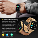 2.01インチ レザーストラップ Bluetooth通話スマートウォッチ 心拍数モニタリング対応 / 非侵襲血糖測定、レザーストラップ ブラック、レザーストラップ ブラウン