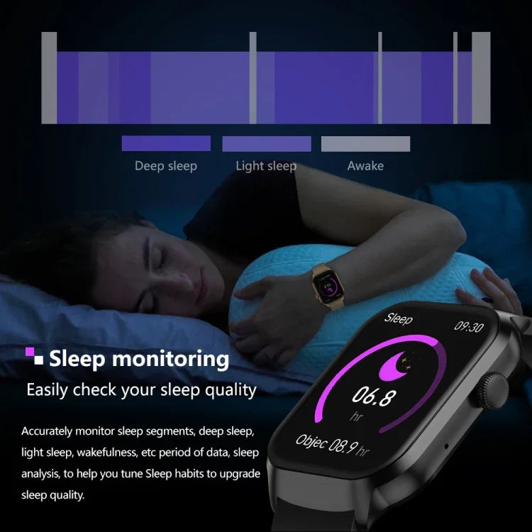 2.01 inch Silicone Strap Bluetooth Call Smart Watch Support Heart Rate Monitoring / Non-invasive Blood Sugar, Silicone Strap Black, Silicone Strap Light Yellow