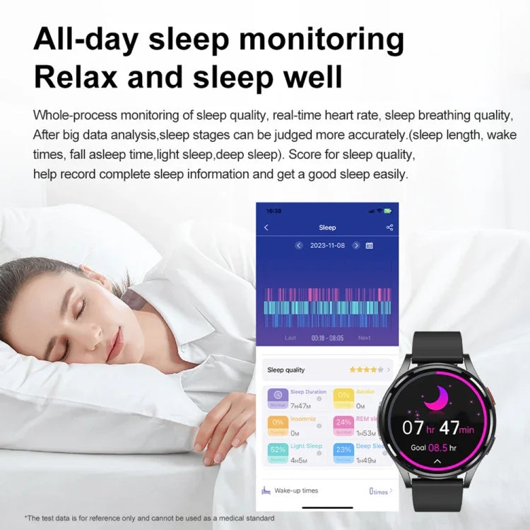 1.43インチ シリコンストラップ Bluetooth通話スマートウォッチ ECG対応 / 非侵襲血糖測定、シリコンストラップ ブラック、シリコンストラップ ライトイエロー