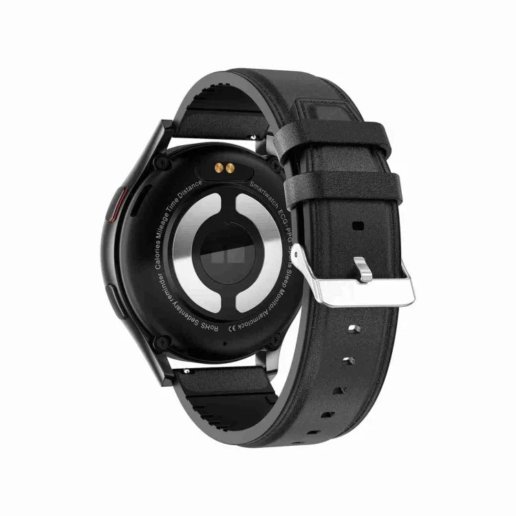 1.43インチ レザーストラップ Bluetooth通話スマートウォッチ ECG対応 / 非侵襲血糖測定、レザーストラップ ブラック、レザーストラップ ブラウン