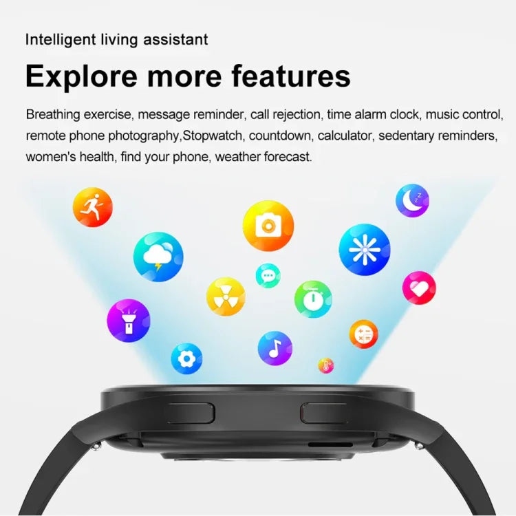 1.43インチ レザーストラップ Bluetooth通話スマートウォッチ ECG対応 / 非侵襲血糖測定、レザーストラップ ブラック、レザーストラップ ブラウン