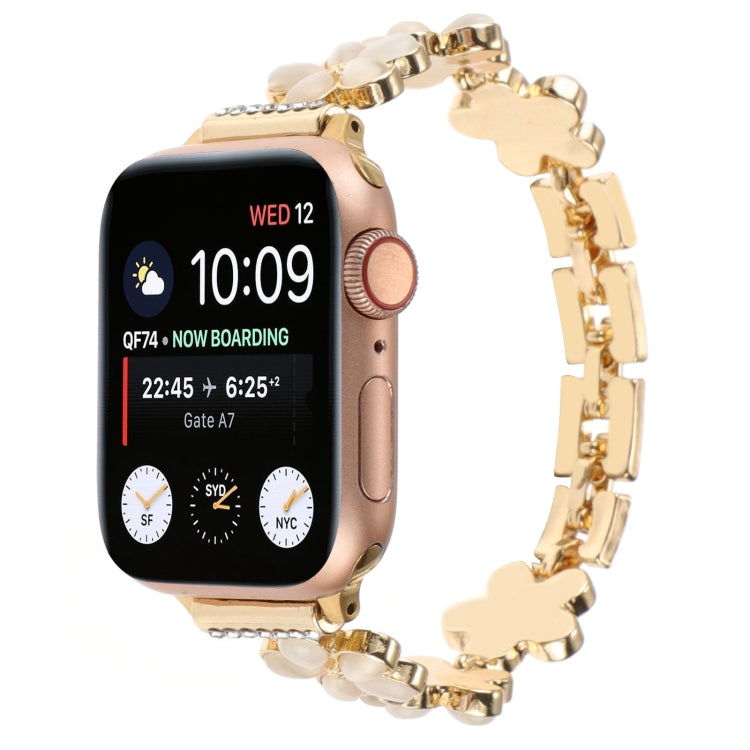 5枚花びらの亜鉛合金チェーンウォッチバンド、Apple Watch Series 4 44mm用、Apple Watch Series 4 40mm用、Apple Watch Series 3 38mm用、Apple Watch Series 3 42mm用、Apple Watch Series 2 42mm用、Apple Watch Series 2 38mm用