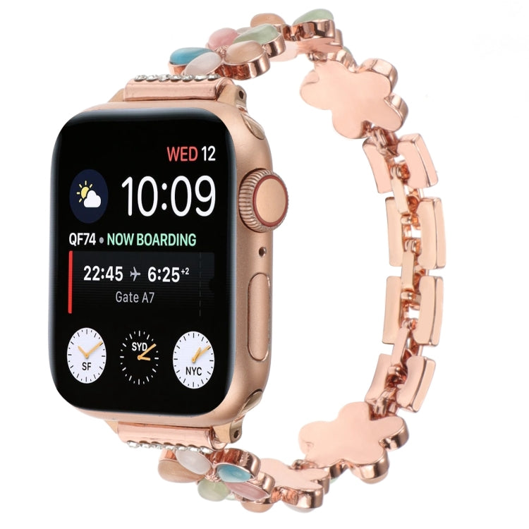 5枚花びらの亜鉛合金チェーンウォッチバンド、Apple Watch Series 4 44mm用、Apple Watch Series 4 40mm用、Apple Watch Series 3 38mm用、Apple Watch Series 3 42mm用、Apple Watch Series 2 42mm用、Apple Watch Series 2 38mm用