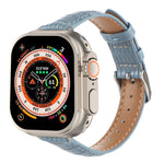 スリムクロコダイルレザーウォッチバンド、Apple Watch SE 2023 44mm用、Apple Watch SE 2023 40mm用、Apple Watch Ultra 2 49mm用、Apple Watch Series 9 45mm用、Apple Watch Series 9 41mm用、Apple Watch Ultra 49mm用