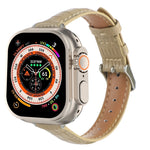 スリムクロコダイルレザーウォッチバンド、Apple Watch SE 2023 44mm用、Apple Watch SE 2023 40mm用、Apple Watch Ultra 2 49mm用、Apple Watch Series 9 45mm用、Apple Watch Series 9 41mm用、Apple Watch Ultra 49mm用