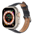 スリムクロコダイルレザーウォッチバンド、Apple Watch SE 2023 44mm用、Apple Watch SE 2023 40mm用、Apple Watch Ultra 2 49mm用、Apple Watch Series 9 45mm用、Apple Watch Series 9 41mm用、Apple Watch Ultra 49mm用