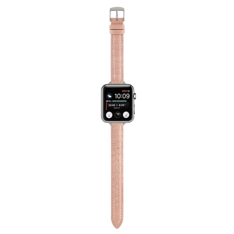 Slim Crocodile Leather Watch Band, For Apple Watch Series 8 41mm, For Apple Watch Series 8 45mm, For Apple Watch SE 2022 40mm, For Apple Watch SE 2022 44mm, For Apple Watch Series 7 41mm, For Apple Watch Series 7 45mm