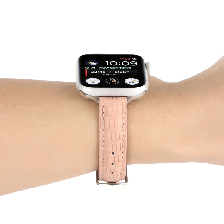 スリム クロコダイルレザーウォッチバンド、Apple Watch 42mm用、Apple Watch 38mm用