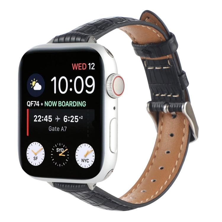 スリム クロコダイルレザーウォッチバンド、Apple Watch 42mm用、Apple Watch 38mm用
