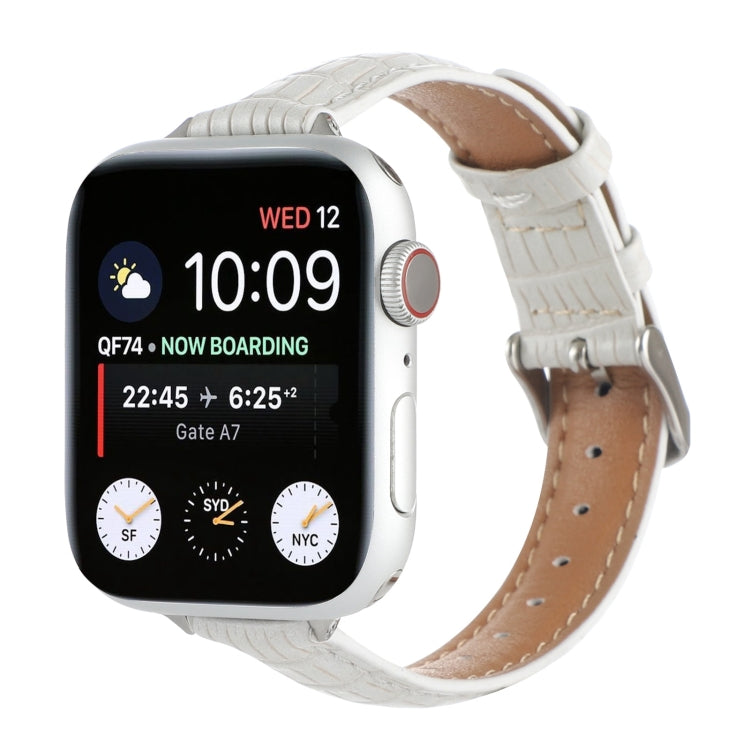 スリム クロコダイルレザーウォッチバンド、Apple Watch 42mm用、Apple Watch 38mm用